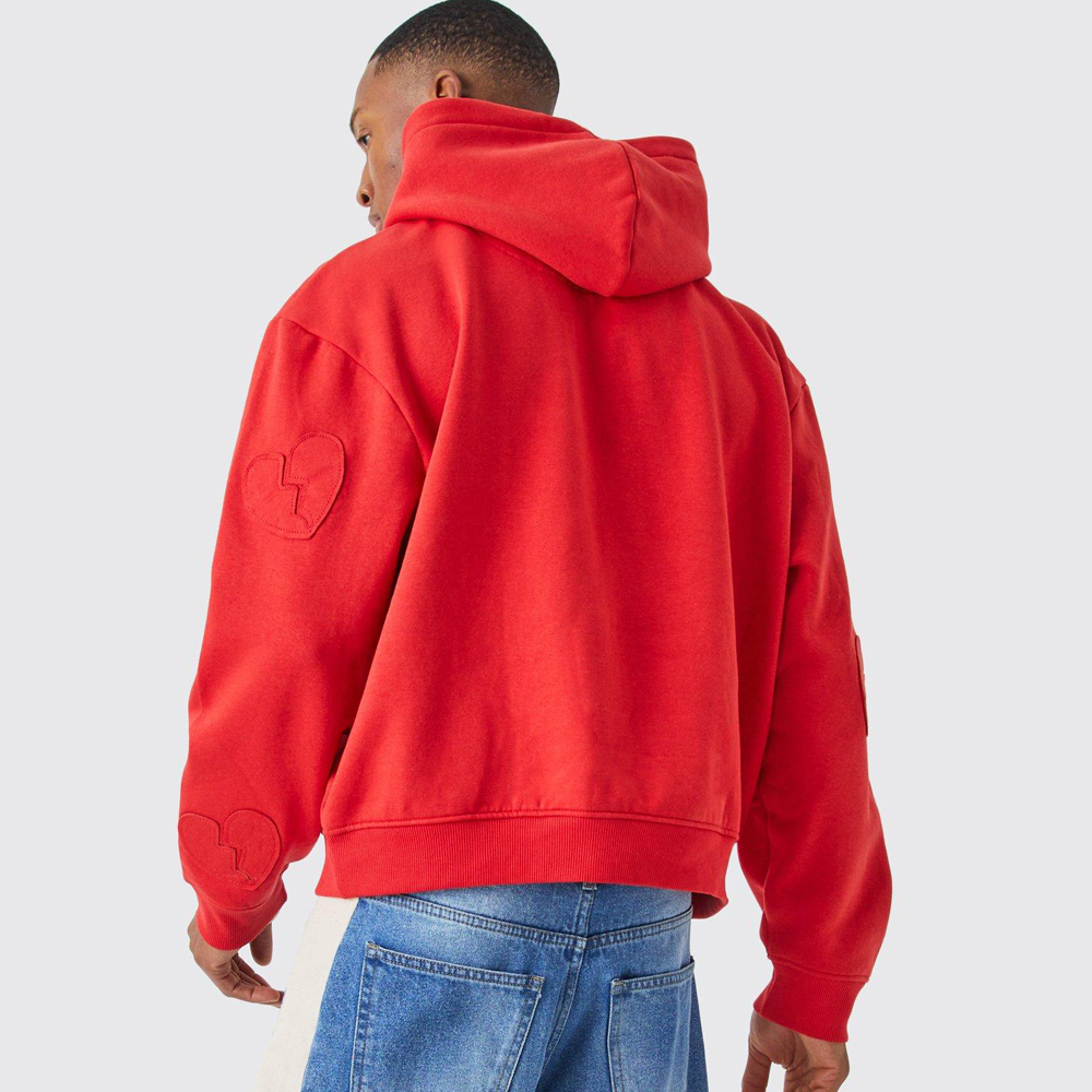 Boxy Fit Ombre Stripe Brushed Knit Cross Hoodie
