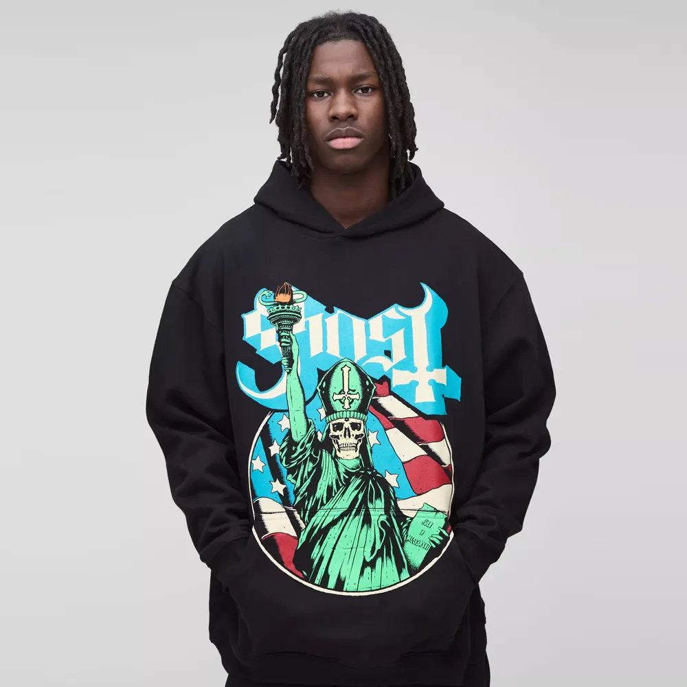 Oversized Boxy All Over Heart Applique Hoodie