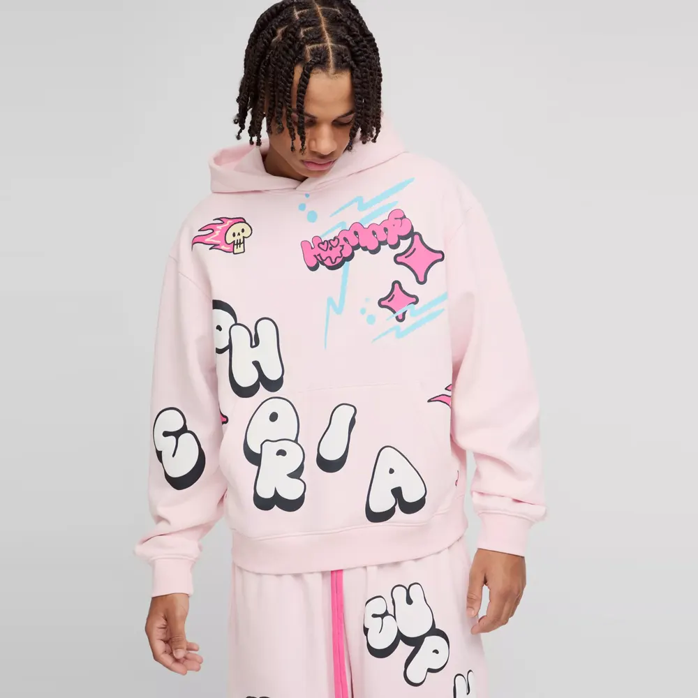 Oversized Ghost Band License Printed Hoodie