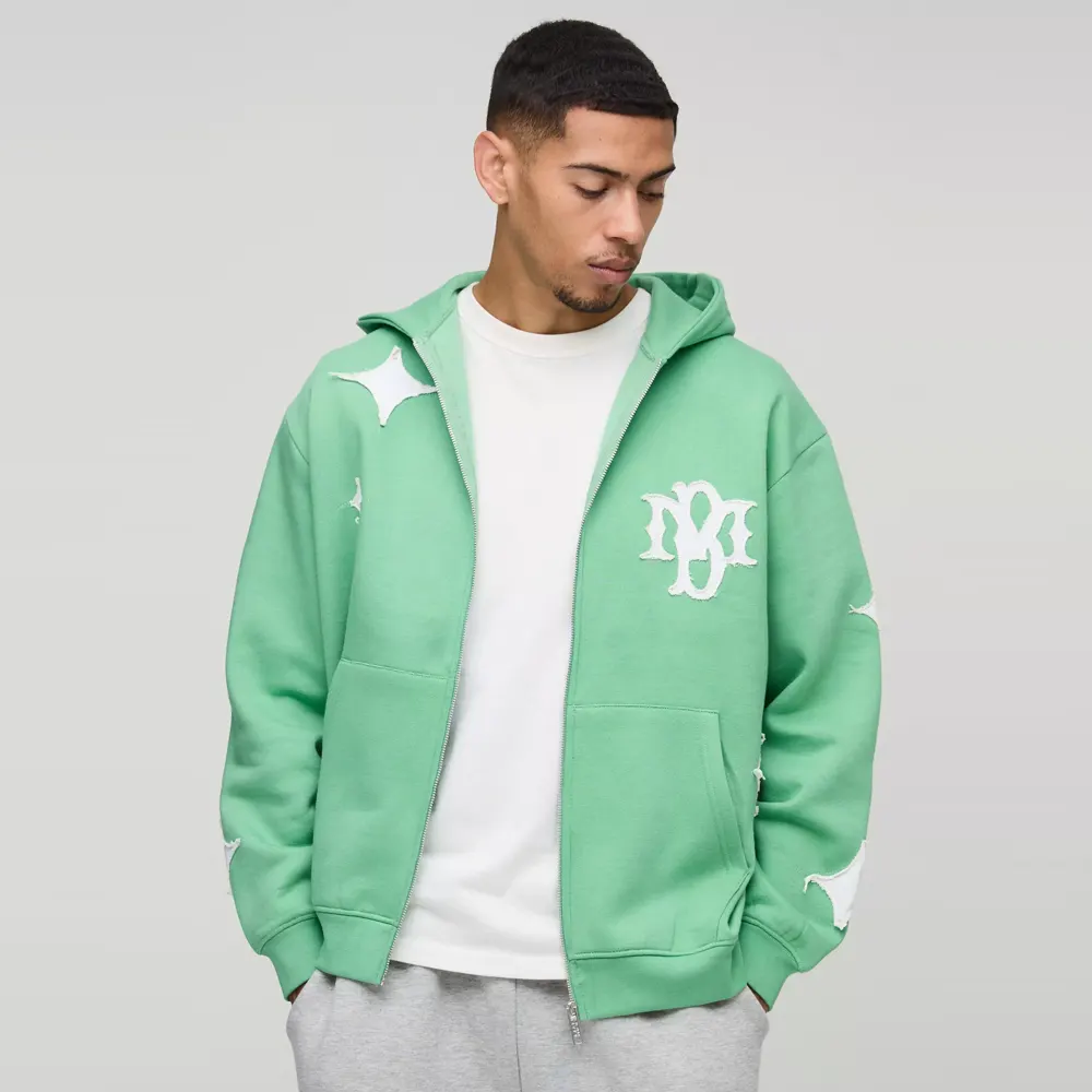Oversized Boxy Doodle Graphic Puff Print Hoodie