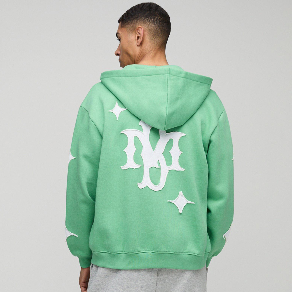 Oversized Boxy Doodle Graphic Puff Print Hoodie
