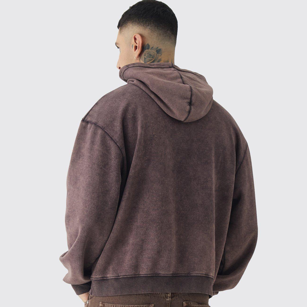 Oversized Star Applique BM Zip Through Hoodie