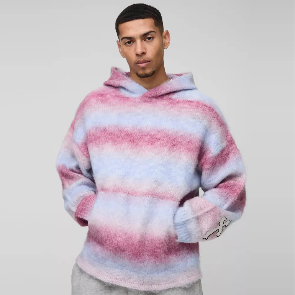 Oversized Boxy Cross Embroidered Zip Through Hoodie