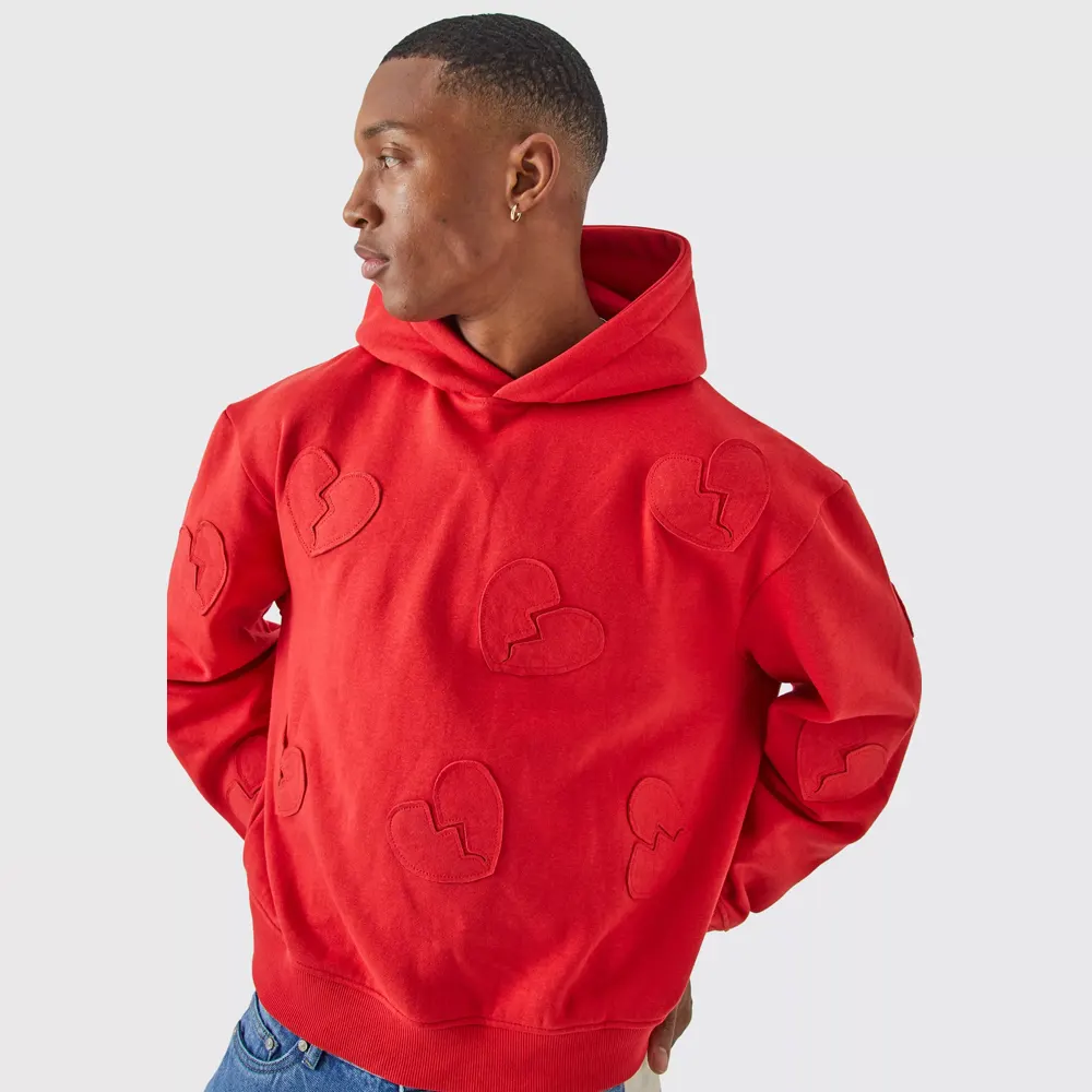 Boxy Fit Ombre Stripe Brushed Knit Cross Hoodie